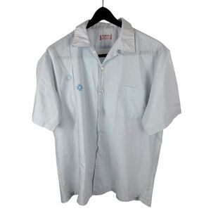 Vintage 1960s McGregor Blue Front Pocket Lightweight Button Down Shirt Size L